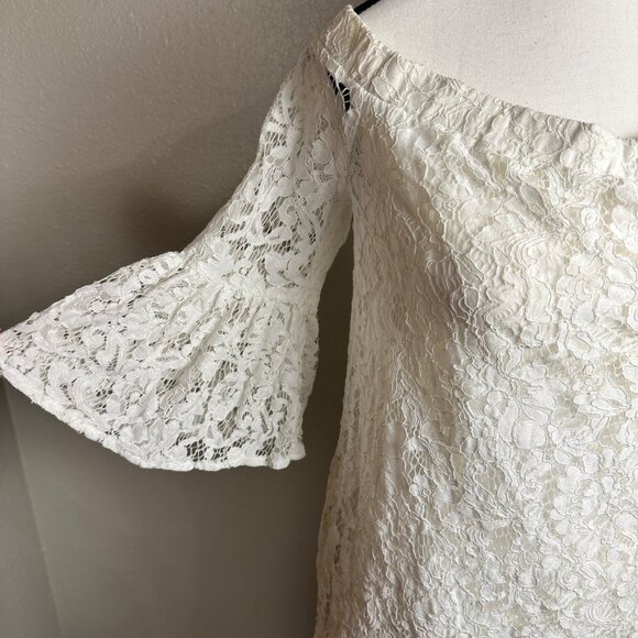 Eye Of The Neddle Womens Off Shoulder Dress Ivory Sz M/L Feminine Whismsical - Picture 5 of 16